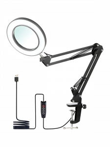 Лампа настольная с лупой и подсветкой для работы 10х Орбита OT-INL88 Черная